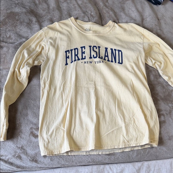 Blue 84 Other - Blue 84 Pale Yellow Long-Sleeve Tee with Navy 'Fire Island' Print